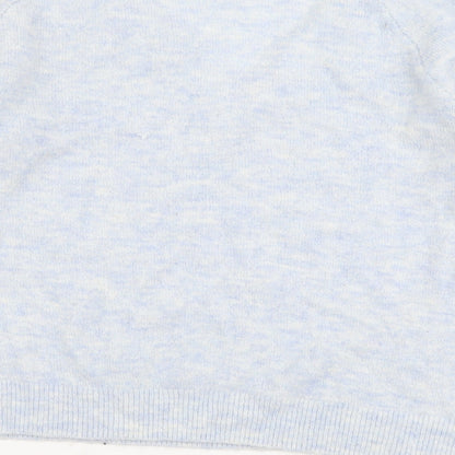 H&M Womens Silver V-Neck Acrylic Pullover Jumper Size S