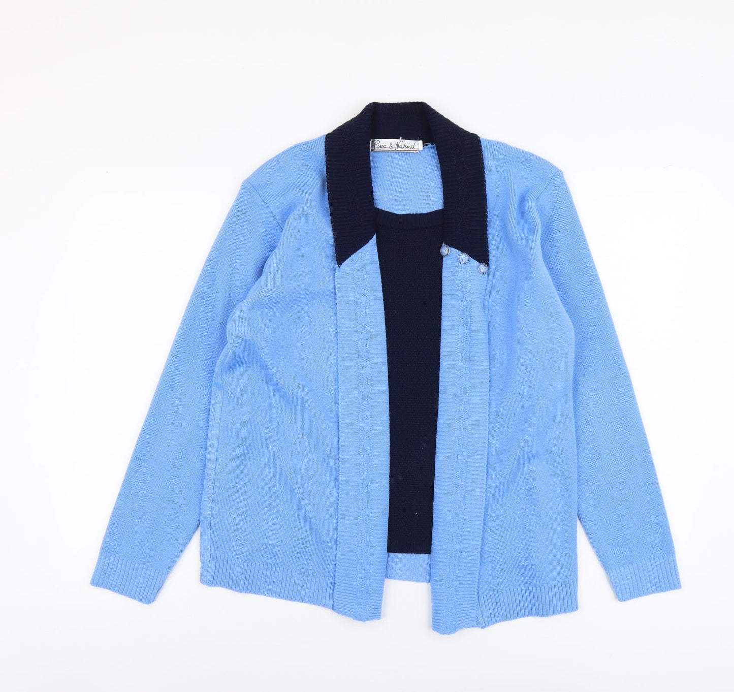 Womens UK Size M Pure&Natural Blue Cardigan Jumper