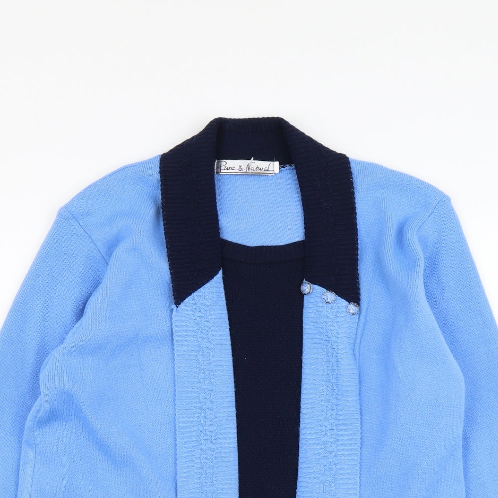 Womens UK Size M Pure&Natural Blue Cardigan Jumper