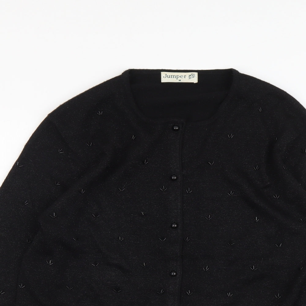 Womens UK Size M Jumper Black Cardigan Jumper
