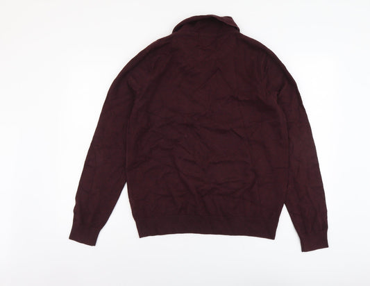 Marks and Spencer Mens Purple V-Neck Cotton Pullover Jumper Size M