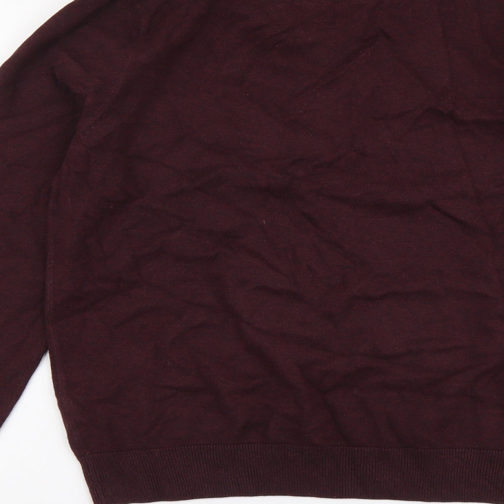 Marks and Spencer Mens Purple V-Neck Cotton Pullover Jumper Size M