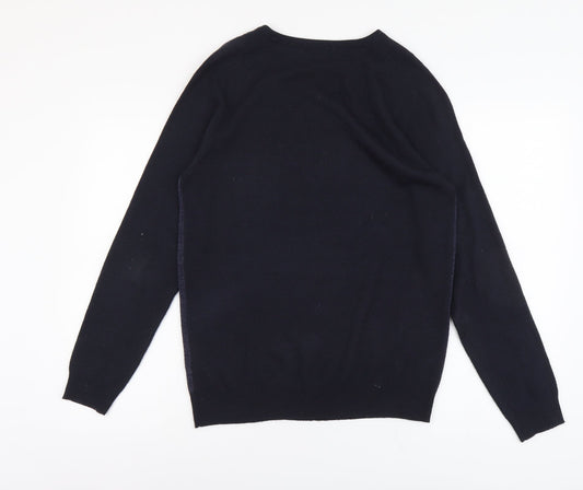 Red Herring Mens Blue Round Neck Acrylic Pullover Jumper Size S