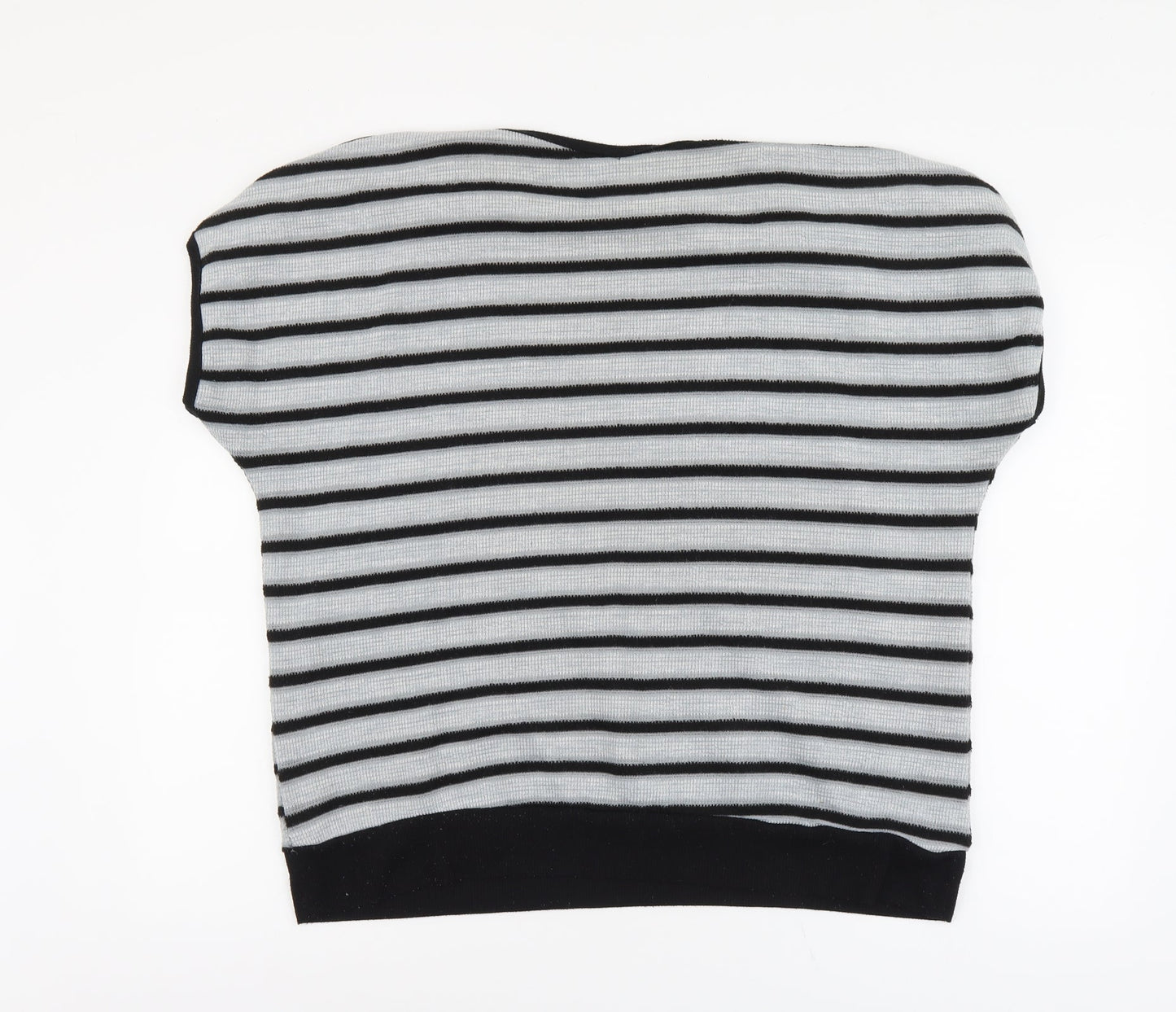 Samya Womens Grey Round Neck Striped Polyester Pullover Jumper Size 20