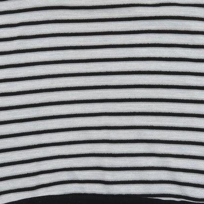 Samya Womens Grey Round Neck Striped Polyester Pullover Jumper Size 20