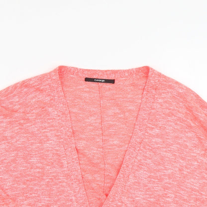 George Womens Pink V-Neck Acrylic Cardigan Jumper Size 16