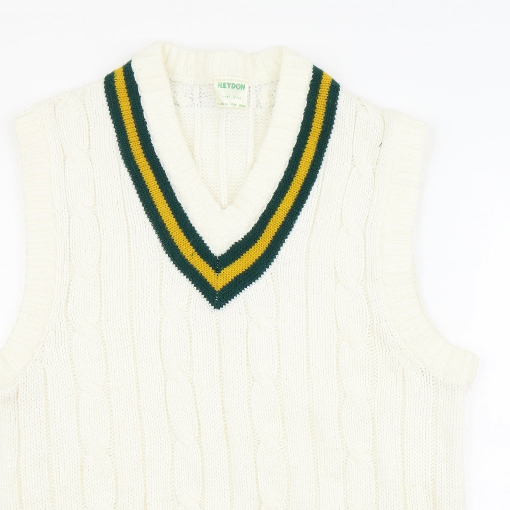 Reydon Womens Ivory V-Neck Acrylic Vest Jumper Size 10