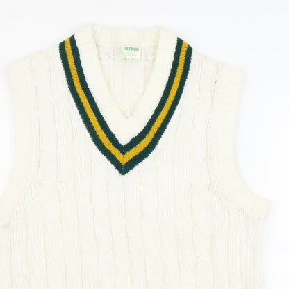 Reydon Womens Ivory V-Neck Acrylic Vest Jumper Size 10