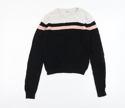 Cropp Womens Black Round Neck Viscose Pullover Jumper Size XS - Colour Block