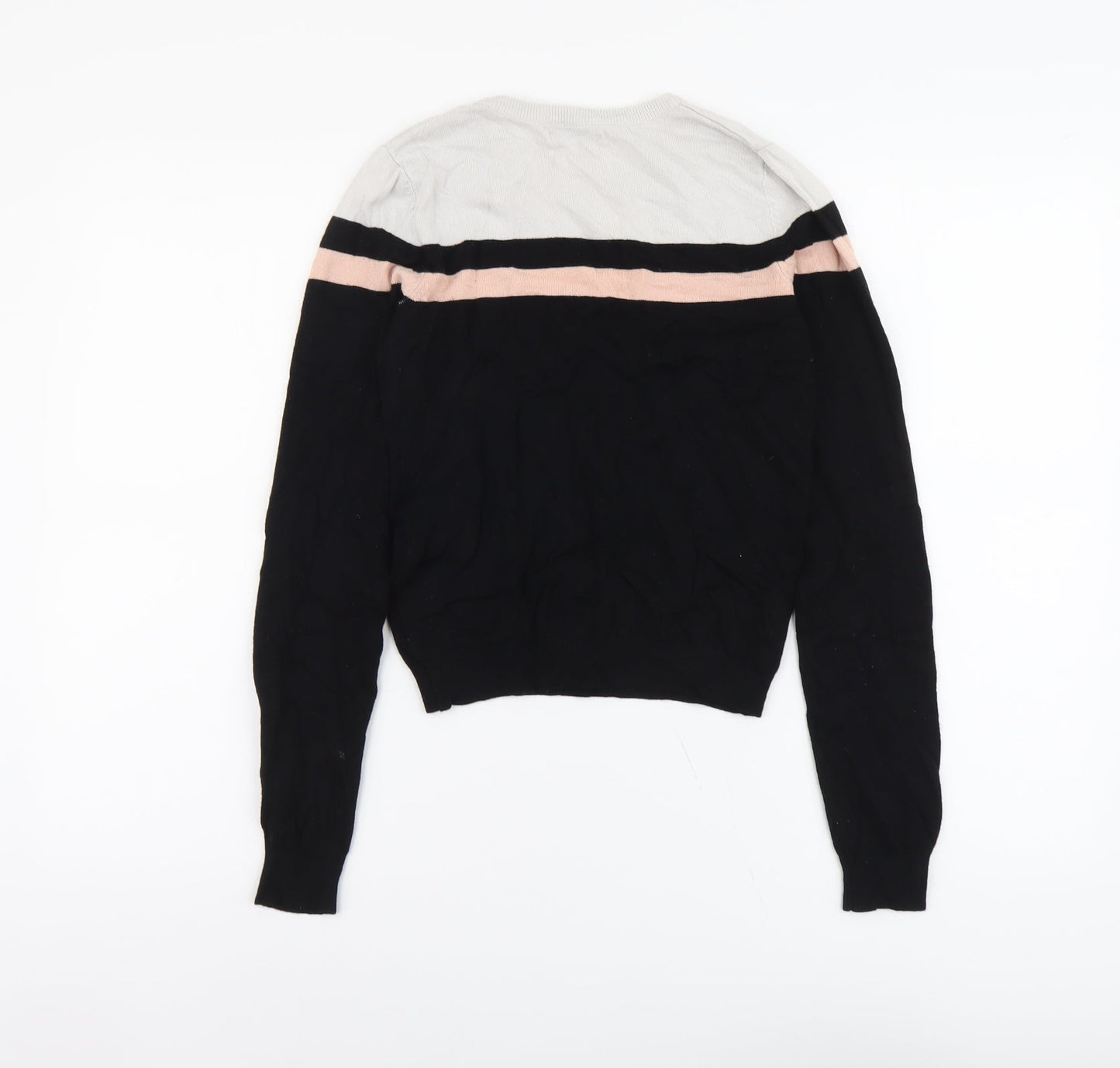 Cropp Womens Black Round Neck Viscose Pullover Jumper Size XS - Colour Block