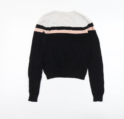 Cropp Womens Black Round Neck Viscose Pullover Jumper Size XS - Colour Block