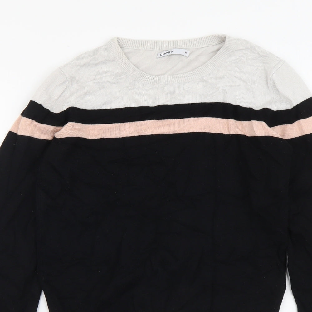 Cropp Womens Black Round Neck Viscose Pullover Jumper Size XS - Colour Block