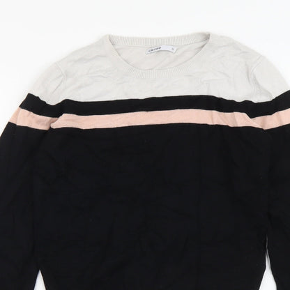 Cropp Womens Black Round Neck Viscose Pullover Jumper Size XS - Colour Block