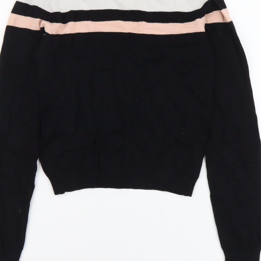 Cropp Womens Black Round Neck Viscose Pullover Jumper Size XS - Colour Block