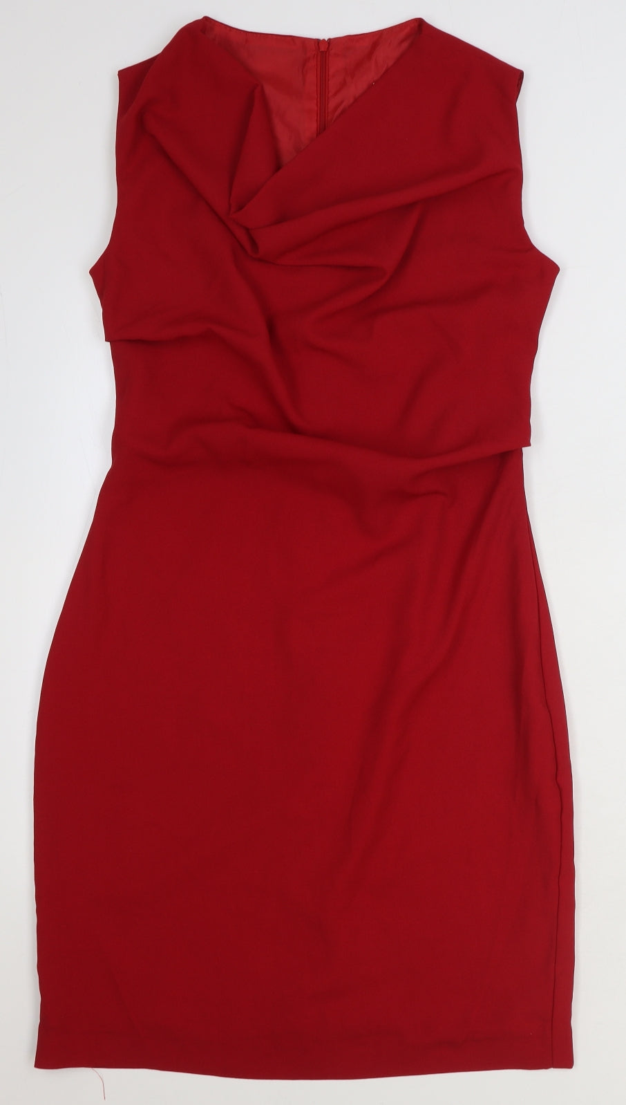 Studio N.L.E Womens Red Polyester A-Line Size 12 Cowl Neck Zip