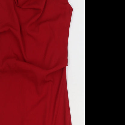 Studio N.L.E Womens Red Polyester A-Line Size 12 Cowl Neck Zip