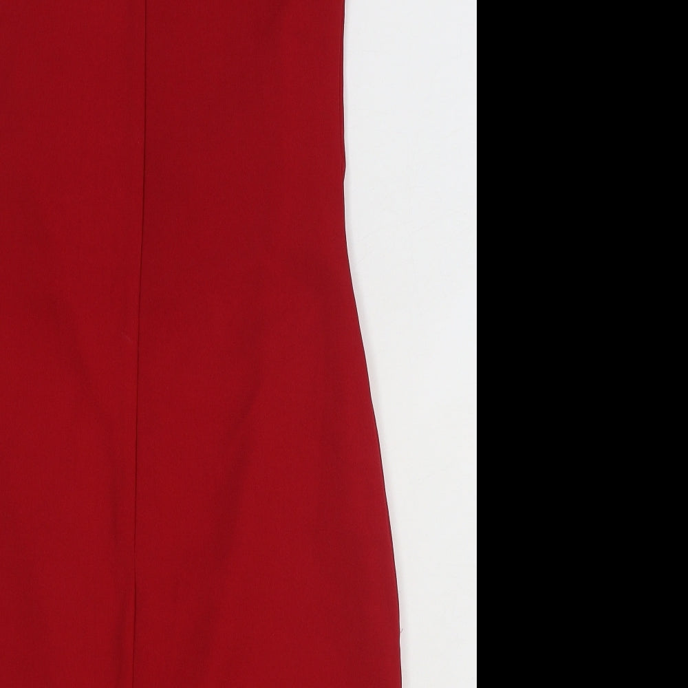 Studio N.L.E Womens Red Polyester A-Line Size 12 Cowl Neck Zip