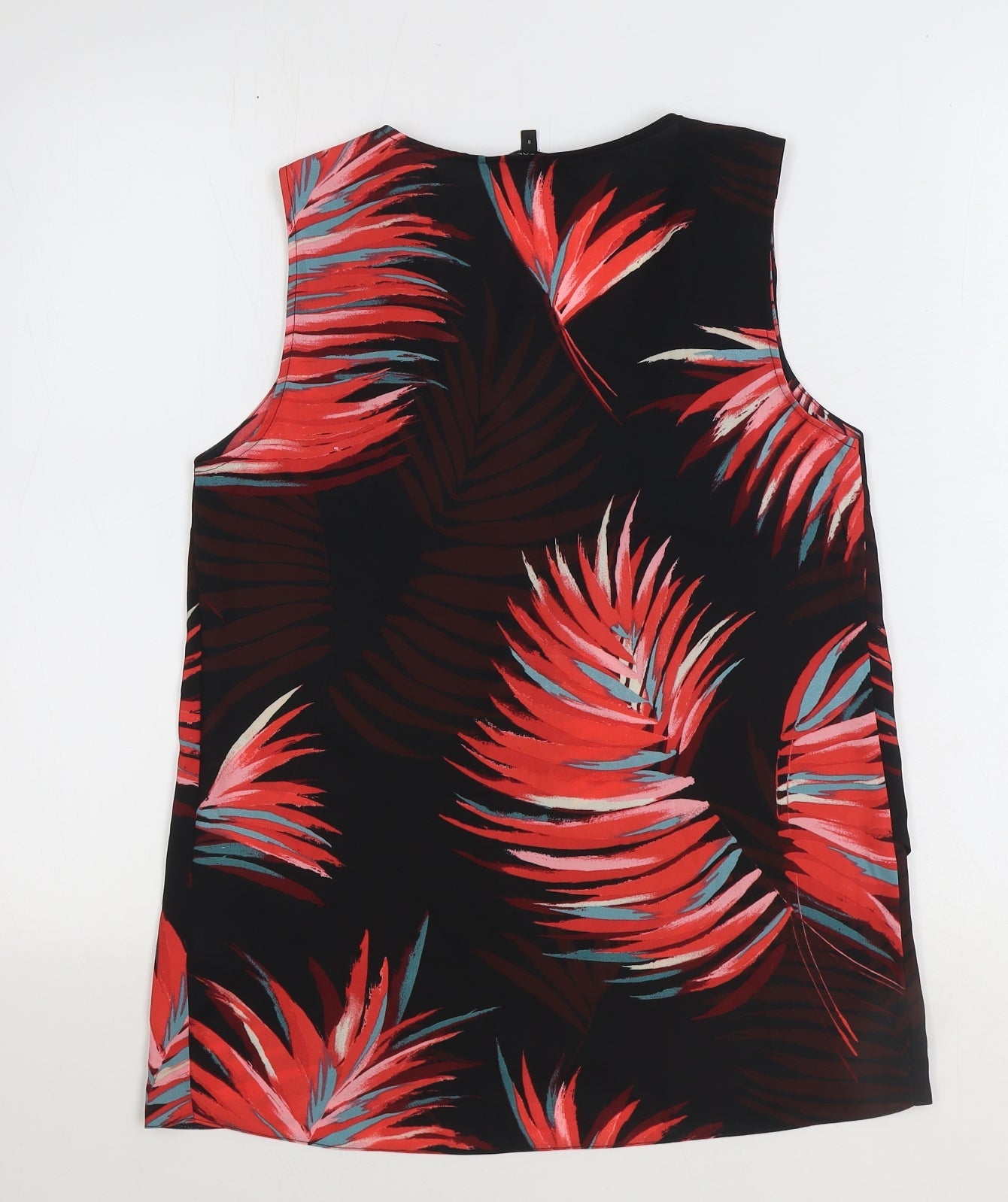 NEXT Womens Black Geometric Polyester Basic Tank Size 8 V-Neck