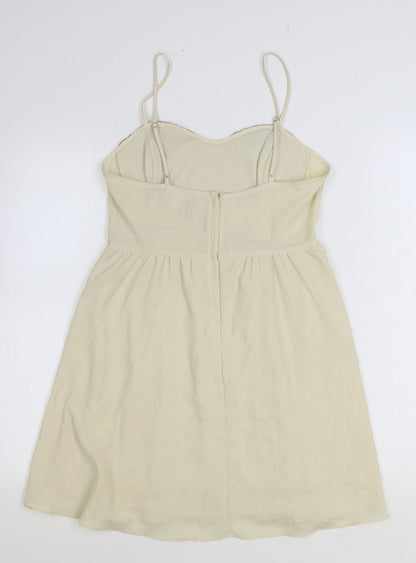 H&M Womens Ivory Polyester Fit & Flare Size 12 Sweetheart Zip