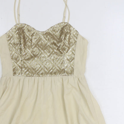 H&M Womens Ivory Polyester Fit & Flare Size 12 Sweetheart Zip