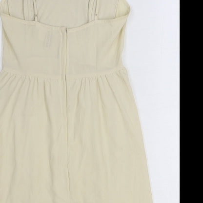 H&M Womens Ivory Polyester Fit & Flare Size 12 Sweetheart Zip
