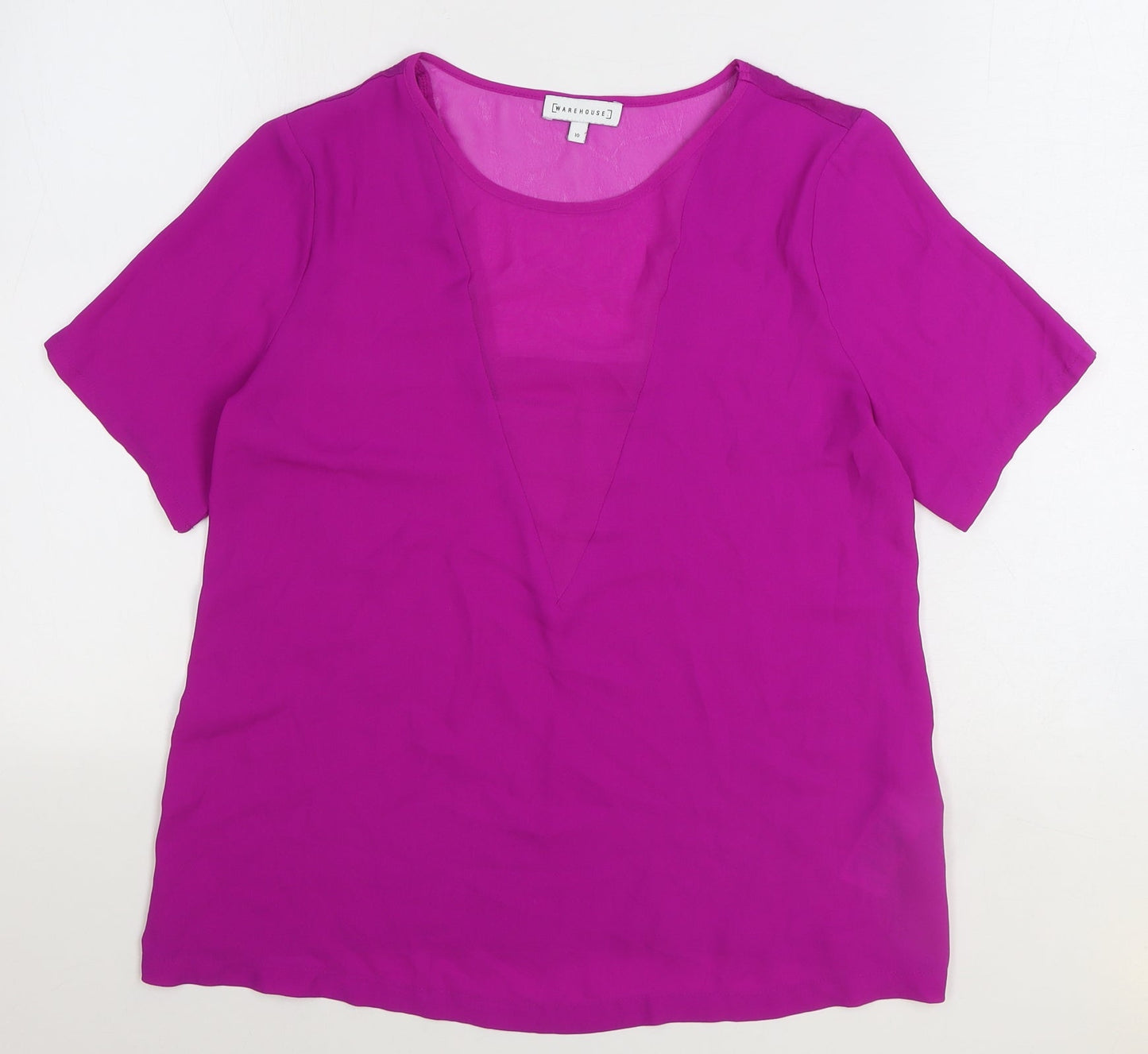 Womens UK Size 10 Warehouse Purple Basic T-Shirt