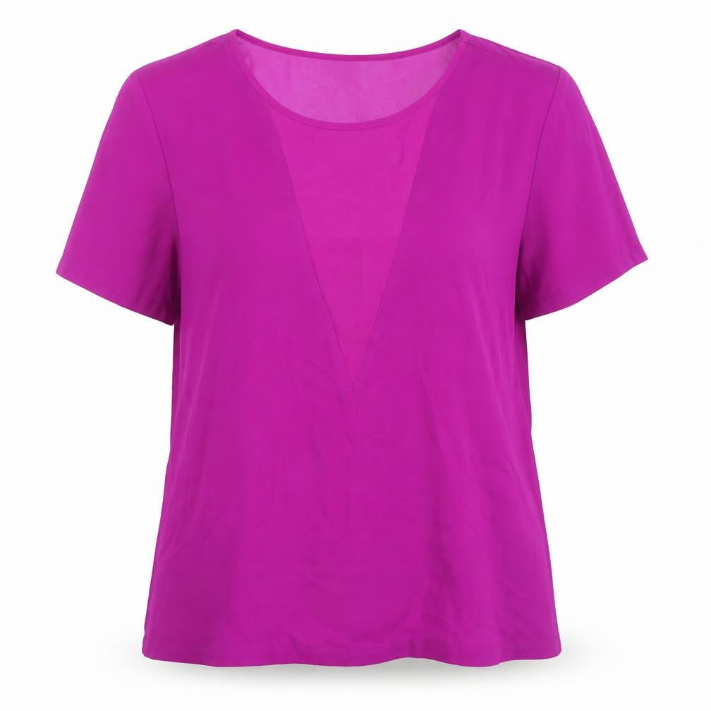 Womens UK Size 10 Warehouse Purple Basic T-Shirt