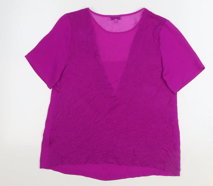 Womens UK Size 10 Warehouse Purple Basic T-Shirt