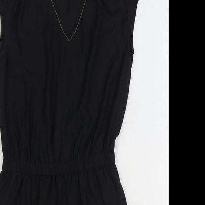 H&M Womens Black Polyester Fit & Flare Size 6 V-Neck Pullover