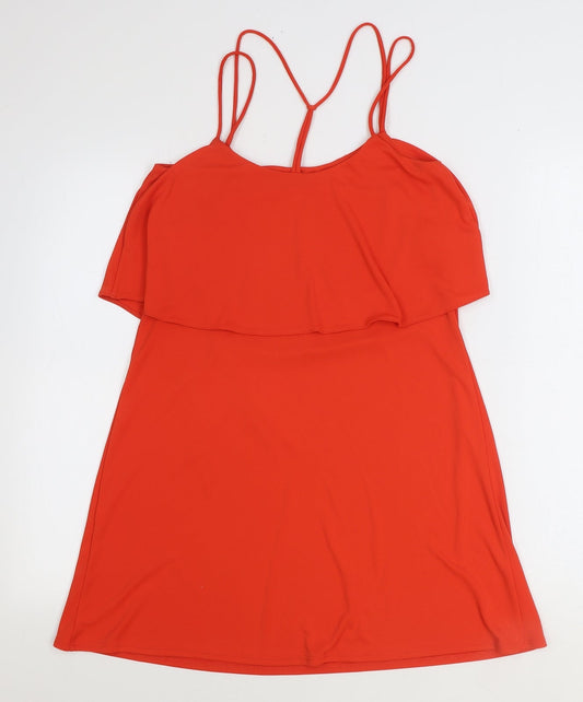 River Island Womens Red Polyester A-Line Size 6 Scoop Neck Pullover