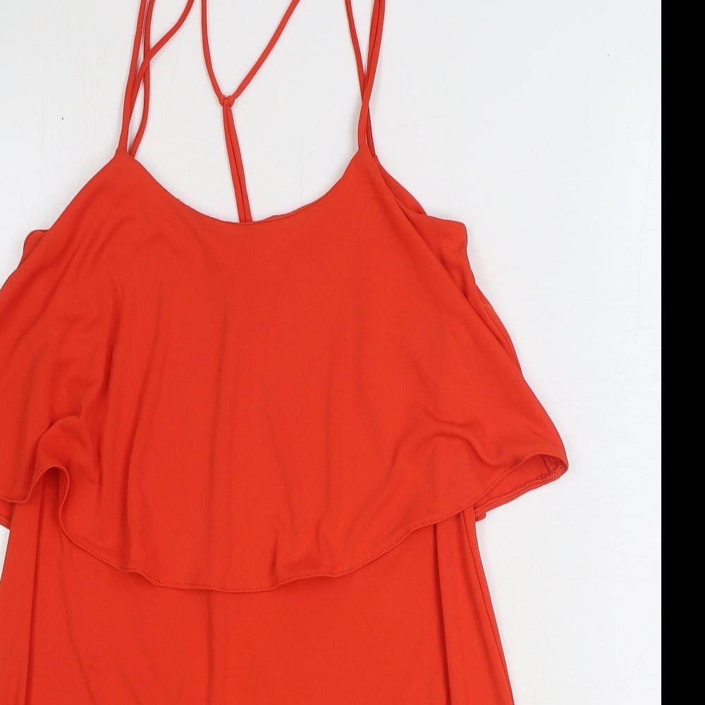 River Island Womens Red Polyester A-Line Size 6 Scoop Neck Pullover