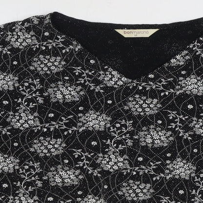 Womens UK Size M Bonmarché Black Basic Blouse