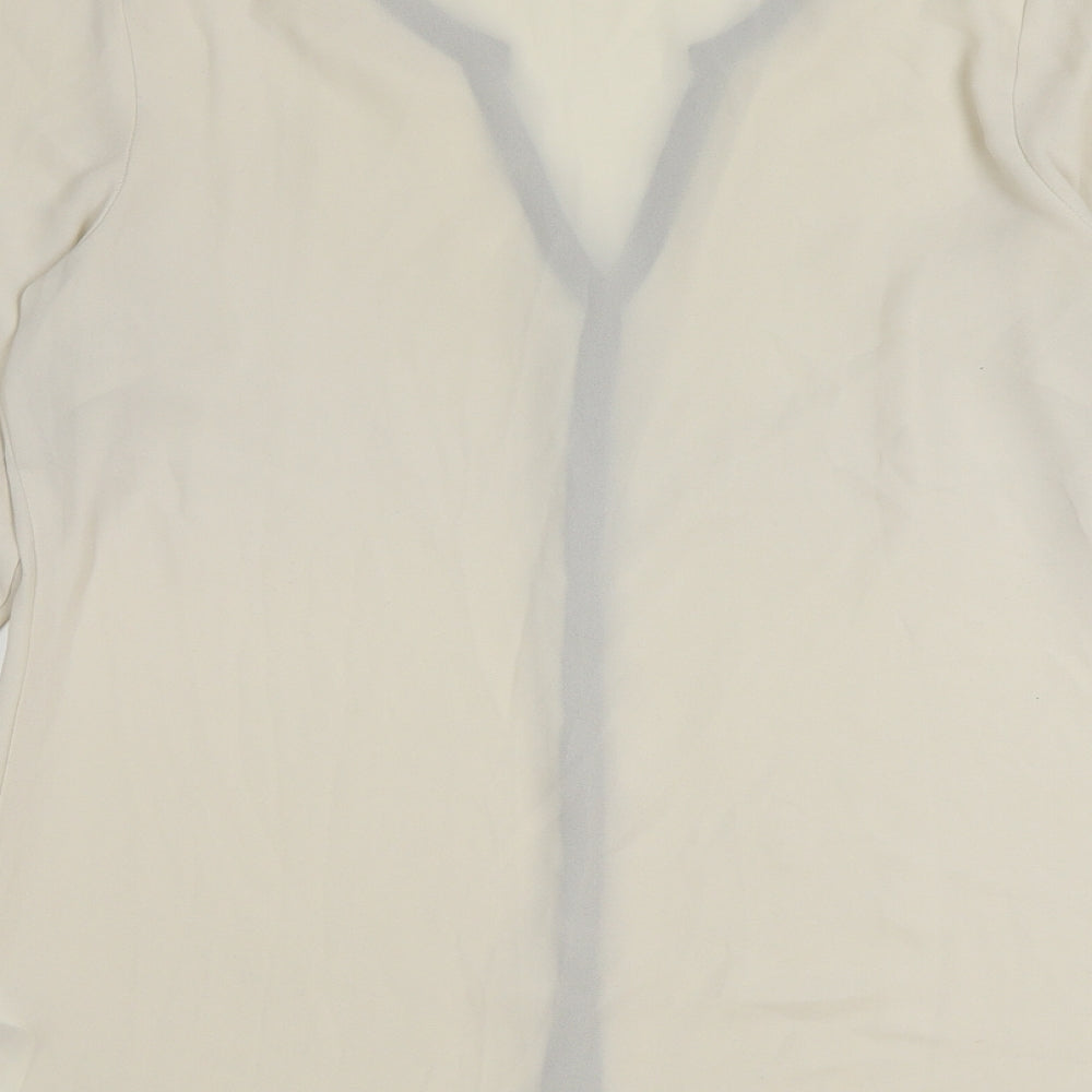 Coleen Womens Ivory Striped Polyester Basic Button-Up Size 10 V-Neck