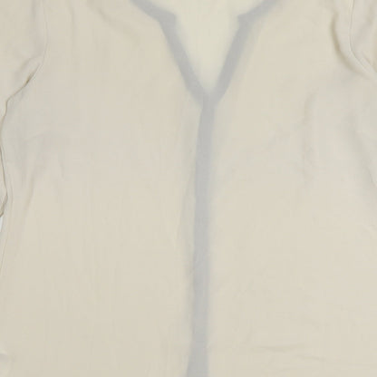 Coleen Womens Ivory Striped Polyester Basic Button-Up Size 10 V-Neck