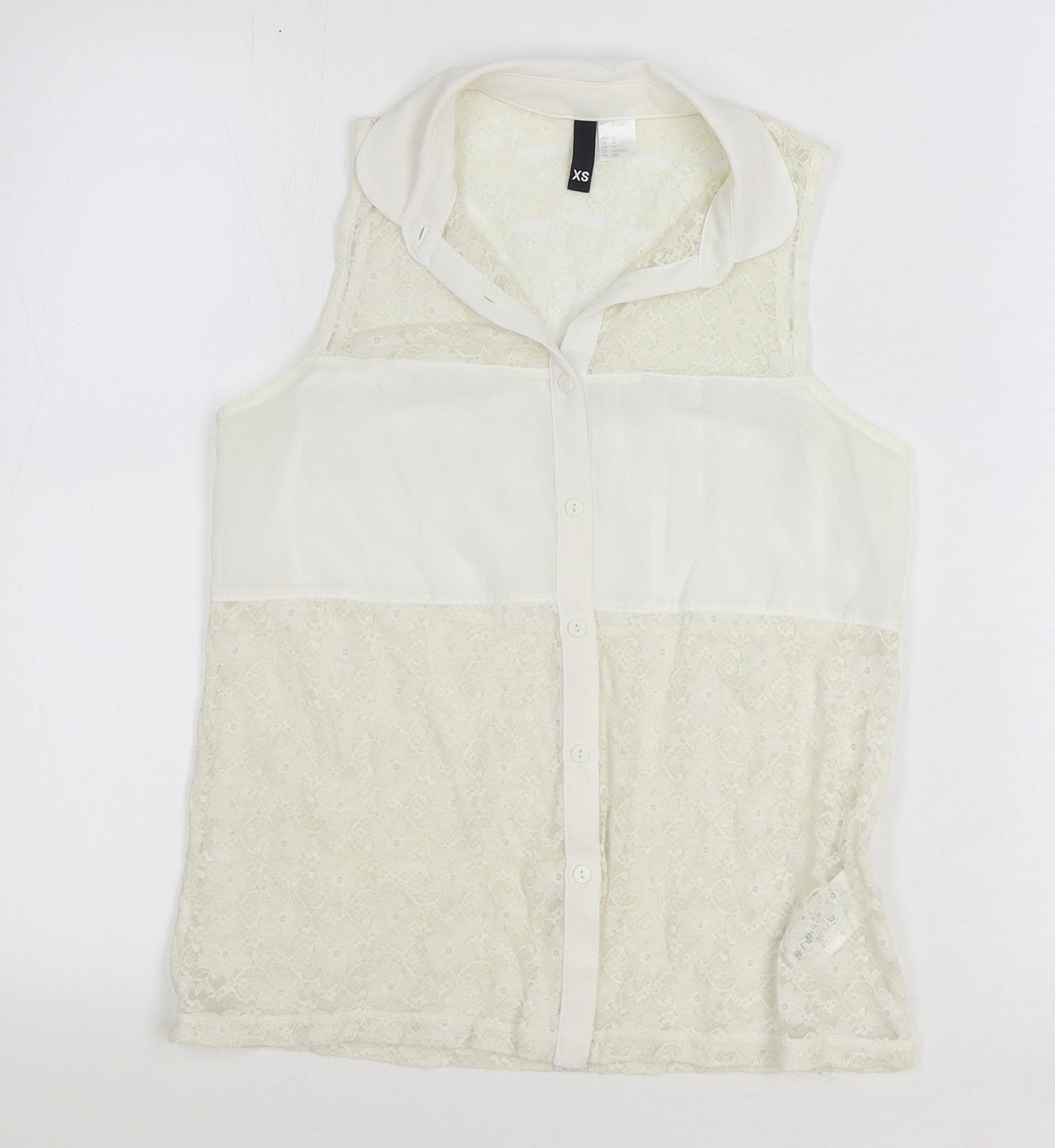 Womens UK Size XS Preworn Ivory Basic Blouse