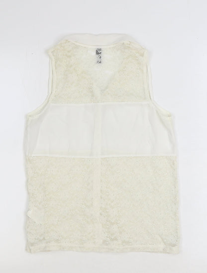 Womens UK Size XS Preworn Ivory Basic Blouse