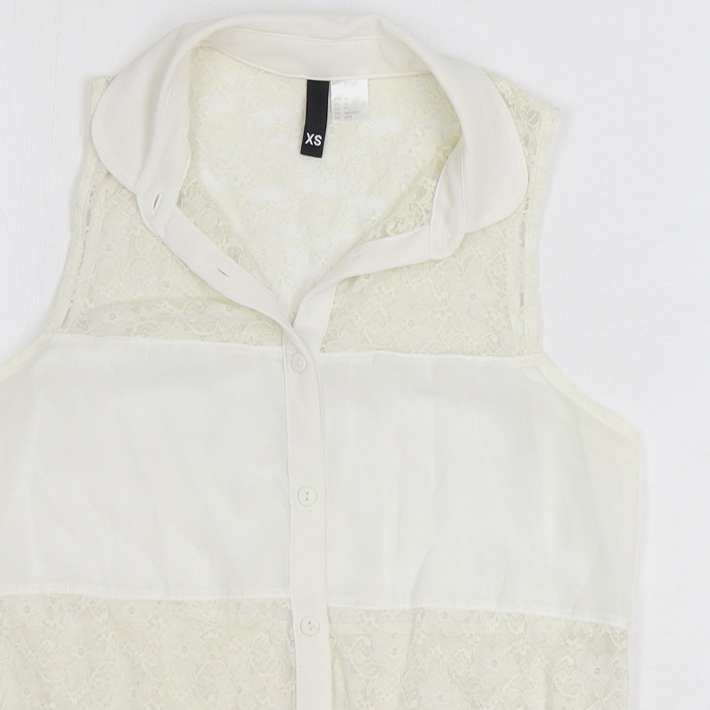 Womens UK Size XS Preworn Ivory Basic Blouse