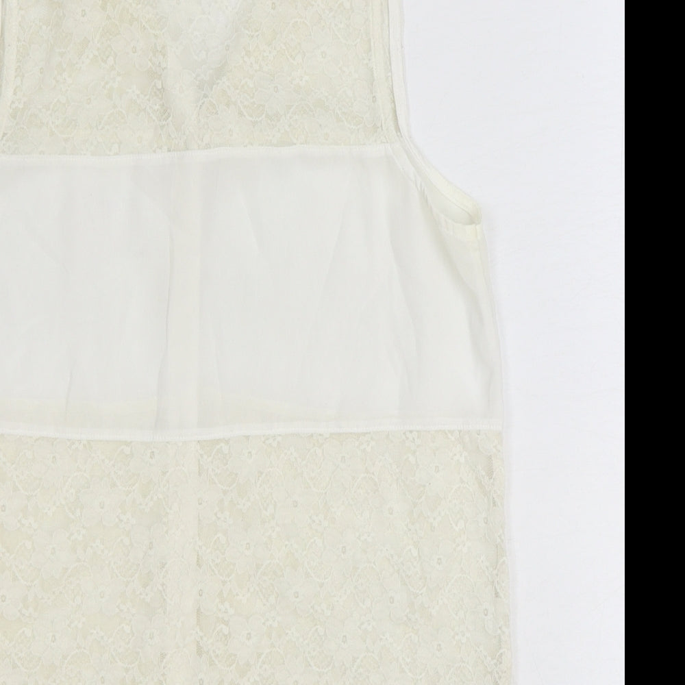 Womens UK Size XS Preworn Ivory Basic Blouse