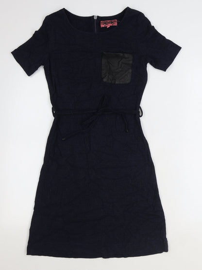 NEXT Womens Blue Viscose Fit & Flare Size 8 Boat Neck Zip