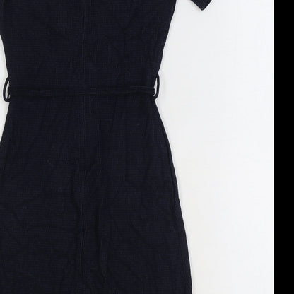 NEXT Womens Blue Viscose Fit & Flare Size 8 Boat Neck Zip