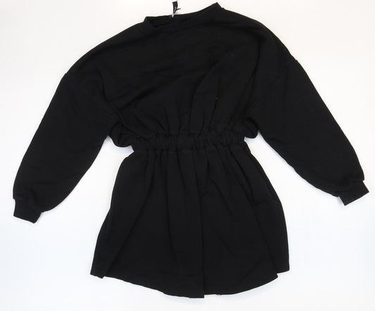 Boohoo Womens Black 100% Cotton Fit & Flare Size 6 Round Neck Pullover