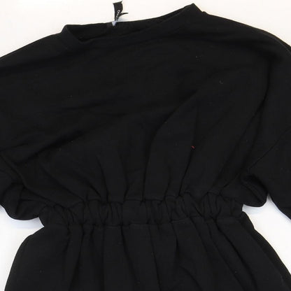 Boohoo Womens Black 100% Cotton Fit & Flare Size 6 Round Neck Pullover