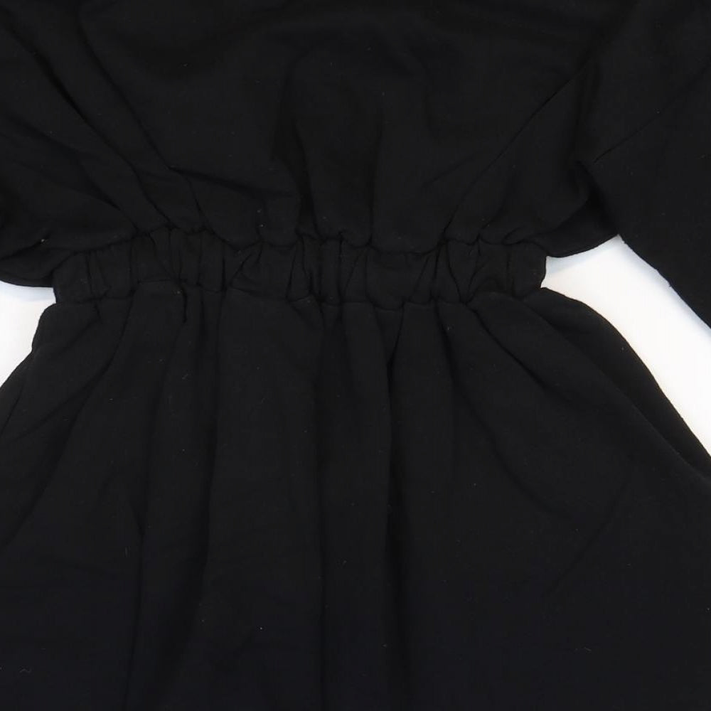 Boohoo Womens Black 100% Cotton Fit & Flare Size 6 Round Neck Pullover