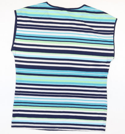 Bonmarché Womens Multicoloured Striped Polyester Basic Blouse Size 12 Scoop Neck