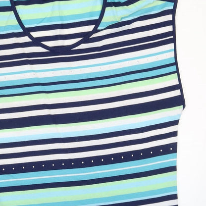 Bonmarché Womens Multicoloured Striped Polyester Basic Blouse Size 12 Scoop Neck