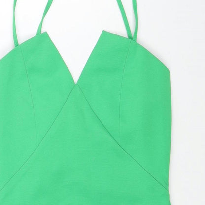 ASOS Womens Green Polyester Mini Size 6 V-Neck Zip