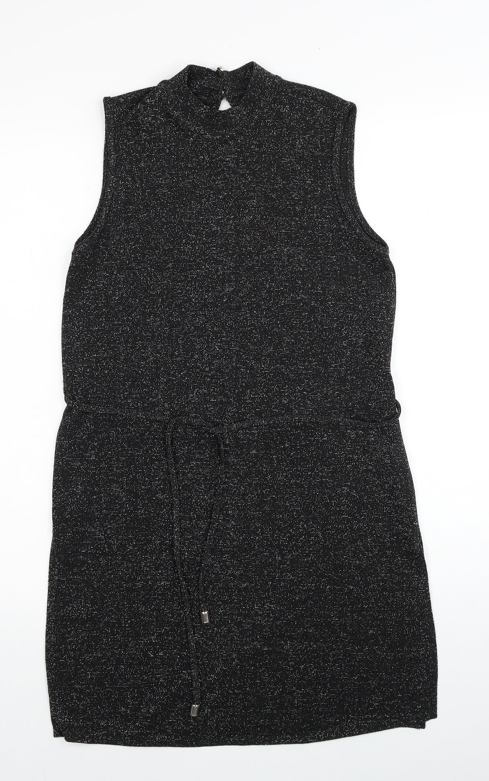 Dorothy Perkins Womens Black Polyester Mini Size 8 Mock Neck Button