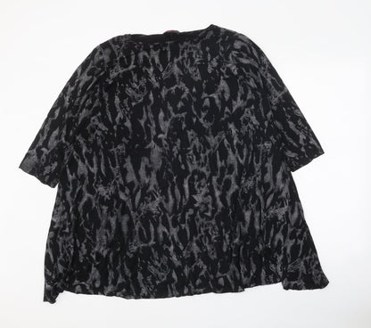 Womens UK Size 2XL Style Plus Black Basic Blouse
