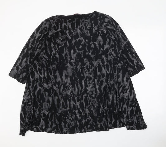 Womens UK Size 2XL Style Plus Black Basic Blouse