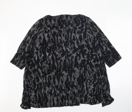 Womens UK Size 2XL Style Plus Black Basic Blouse